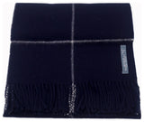 100% Baby Alpaca Squares Throw, All Natural, Navy Blue
