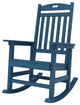 Weatherproof Outdoor Rocking Chair With High Back and Wood Look Finish, Navy Blue