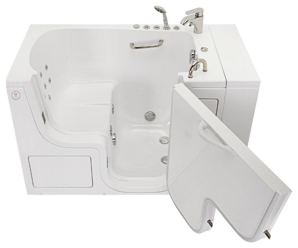 Ella Wheelchair Transfer 32"x52" Walk-In Bathtub,Outswing Door,Faucet,Dual Drain