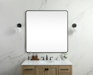Ellis Soft Corner Metal Square Mirror 48x48 Inch, Black