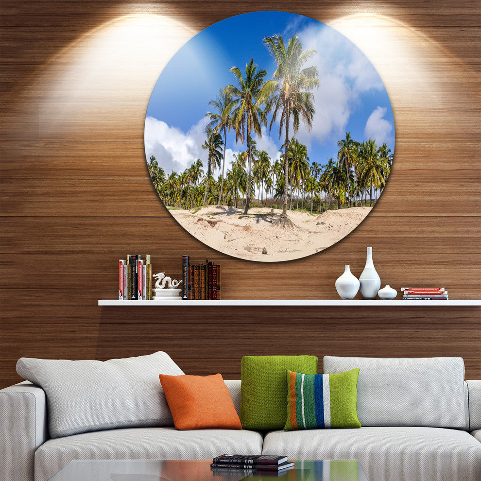 Anakena Beach In Easter Island, Seashore Round Wall Art, 11"