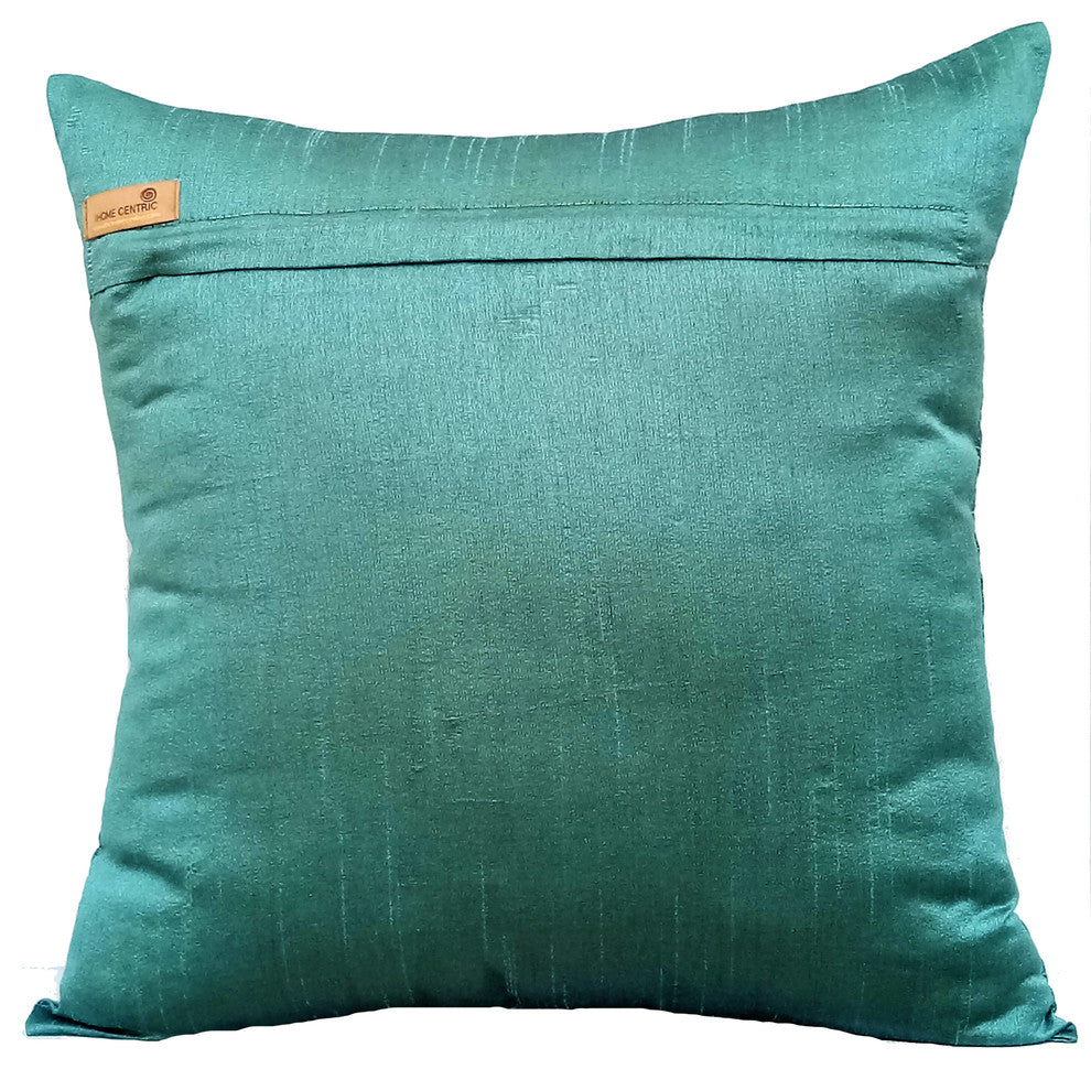 Blue Decorative Throw Pillow Covers 12"x12" Silk Cushion Covers - Teal Geometry