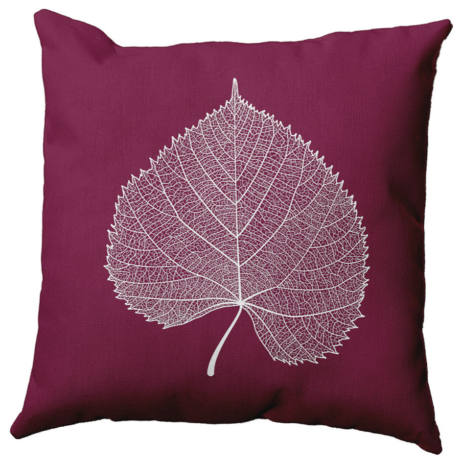 Leaf Study Accent Pillow, Plum, 18"x18"