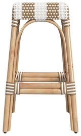 Tobias 30" Rectangular Rattan Barstool, Beige Stripe