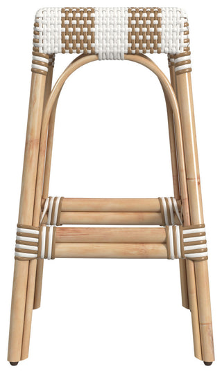 Tobias 30" Rectangular Rattan Barstool, Beige Stripe
