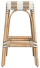 Tobias 30" Rectangular Rattan Barstool, Beige Stripe
