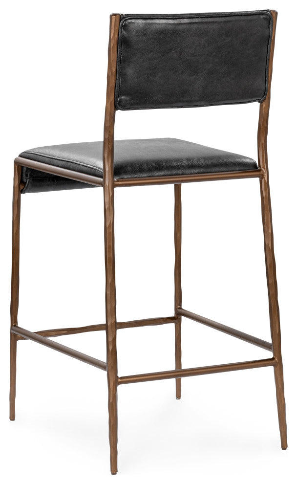 Kayne Leather Counter Stool by Kosas Home , Black
