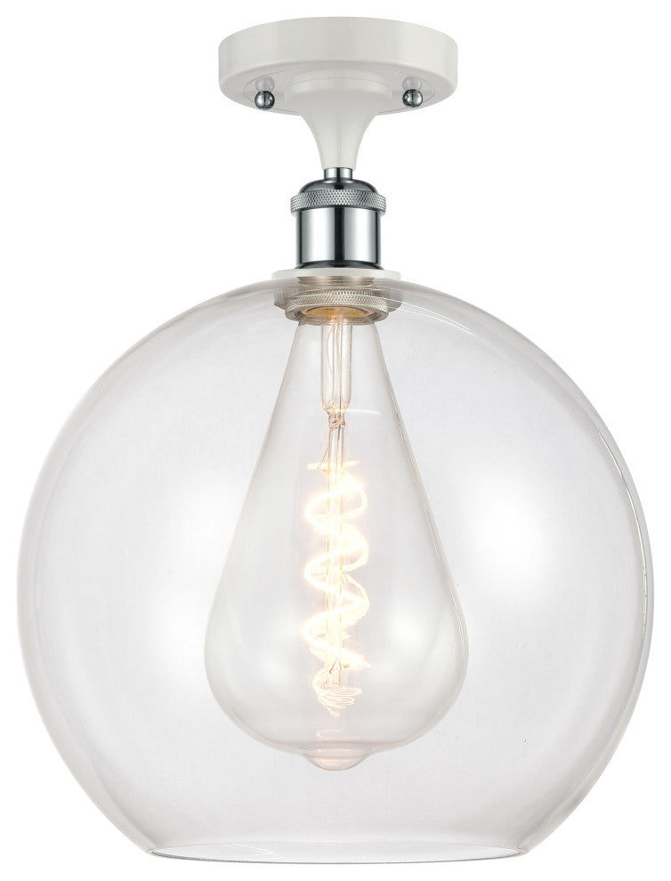 Innovations 516-1C-WPC-G122-12 1-Light Semi-Flush Mount, White, Polished Chrome