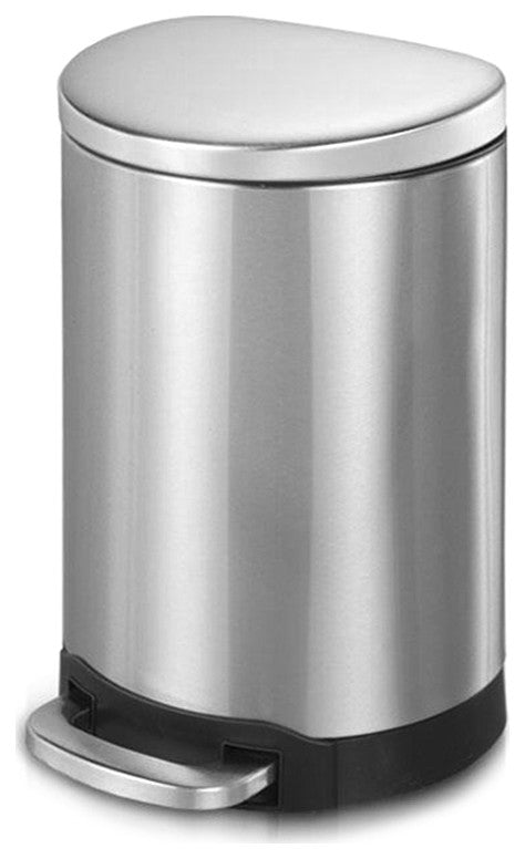 3.2 Gal Fingerprint Free Brushed Stainless Steel Semi-Round Step-On Trash Can