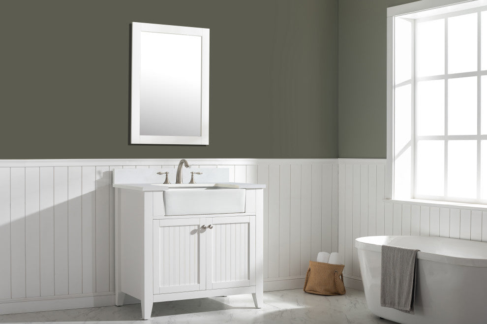 Burbank Transitional White 36" Single Vanity