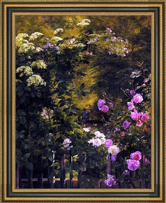 Carl Fredrik Aagard the Rose Garden Framed Premium Canvas Print, 21"x28"