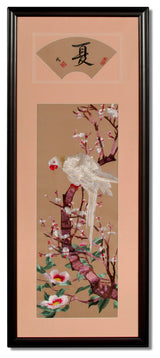 Silk Embroidery Chinese Wall Art of Four Season Flowers, Birds and Flowers of Seasons