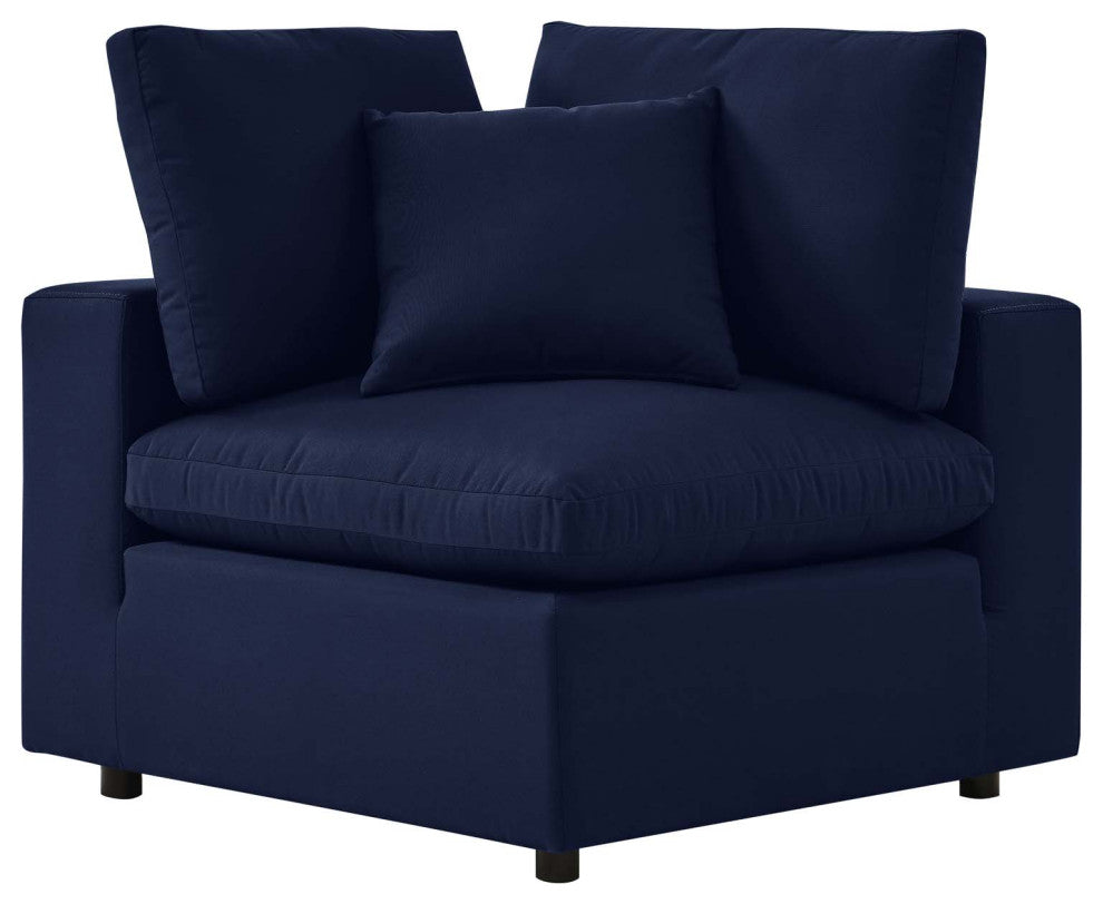 Modular Sectional Deep Sofa Chair Set, Sunbrella, Blue Navy, Outdoor Patio