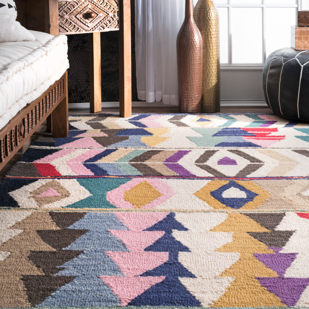 Nuloom Hand-Tufted Tikal Geometric Rug, Multicolor 8'6"x11'6"