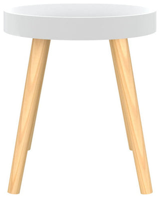 vidaXL Side Table Round Coffee Table White Engineered Wood and Solid Wood Pine