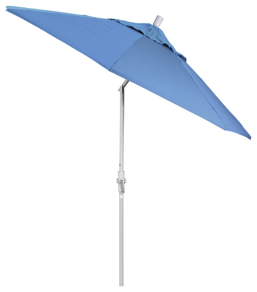 9' Matted White Collar Tilt Crank Aluminum Umbrella, Pacifica, Capri