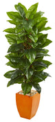 5.5" Large Leaf Philodendron Artificial Plant in Orange Planter (Real Touch)