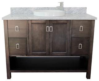 49" Single Vanity, Silvery Brown Finish With White Carrara Top