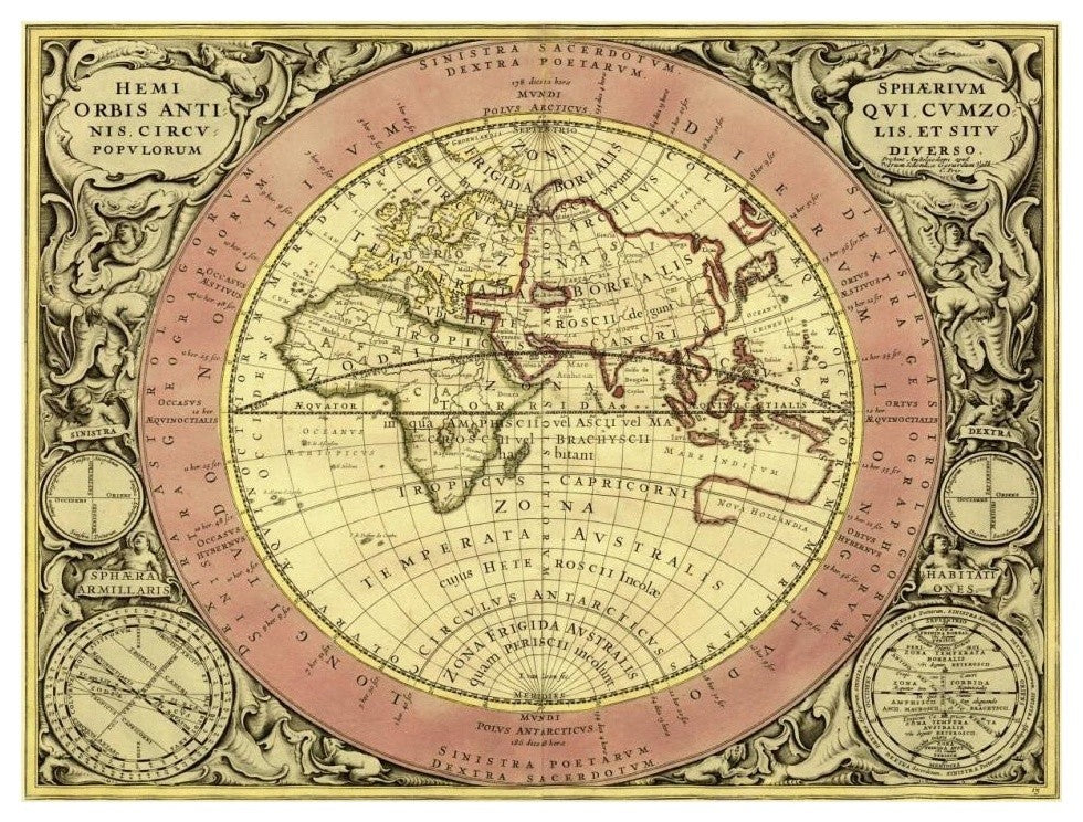 "Maps of the Heavens: Hemisphaerium Orbis Antiqui" Paper Art, 18"x14"