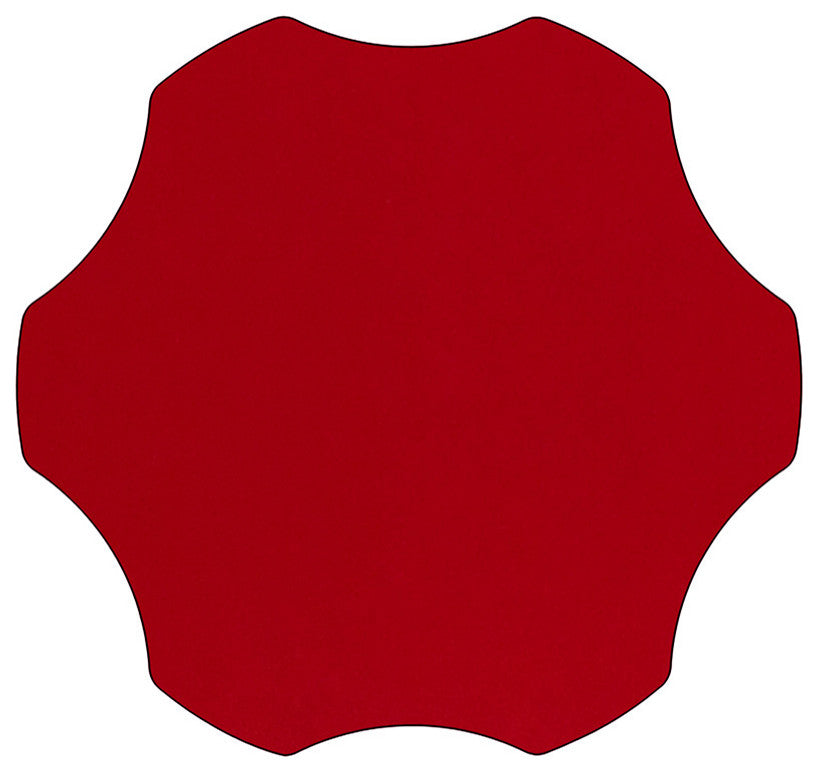 60'' Flower Red Thermal Laminate Activity Table-Adjustable Legs