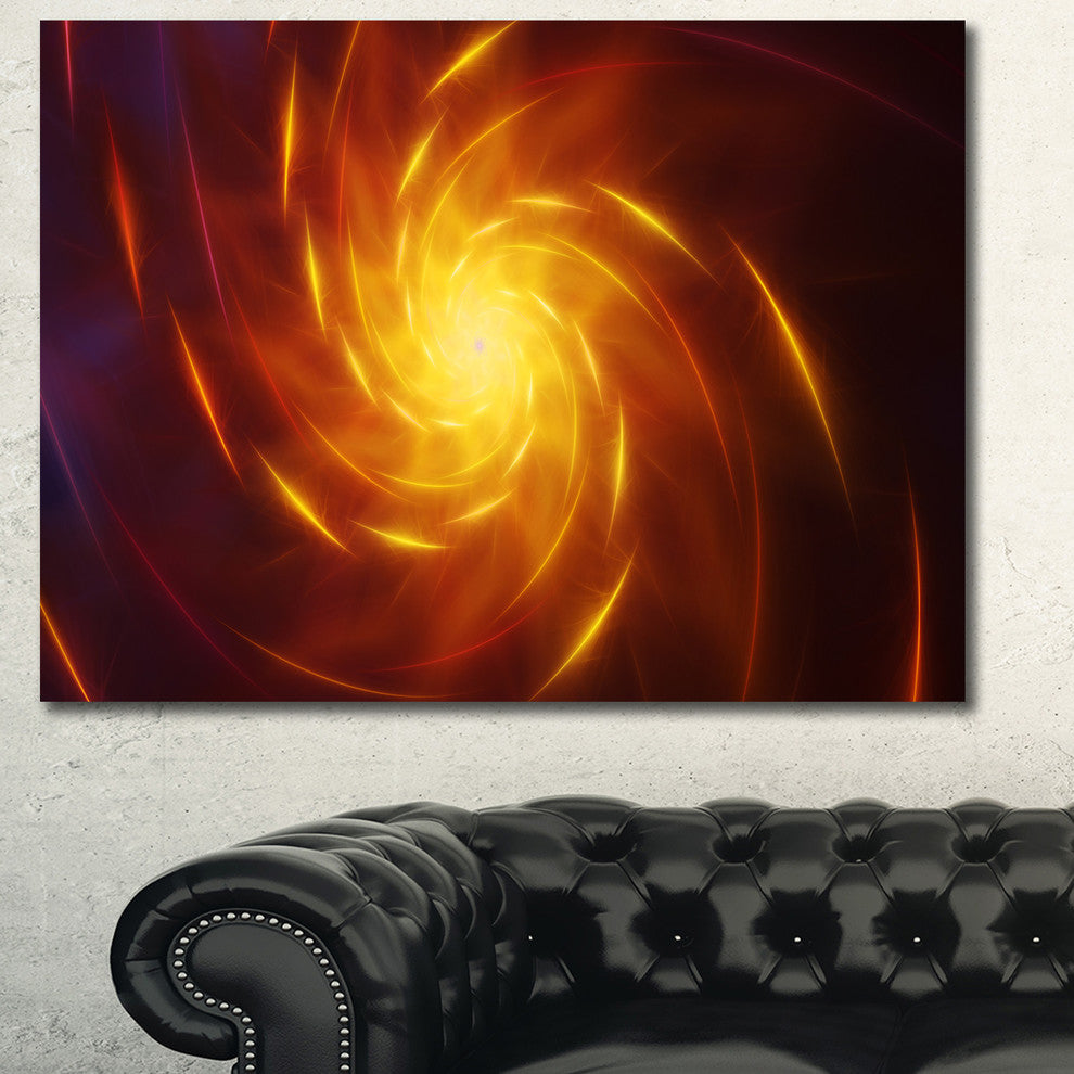 Yellow Whirlpool Fractal Spirals, Oversized Abstract Canvas Art Print, 60x40