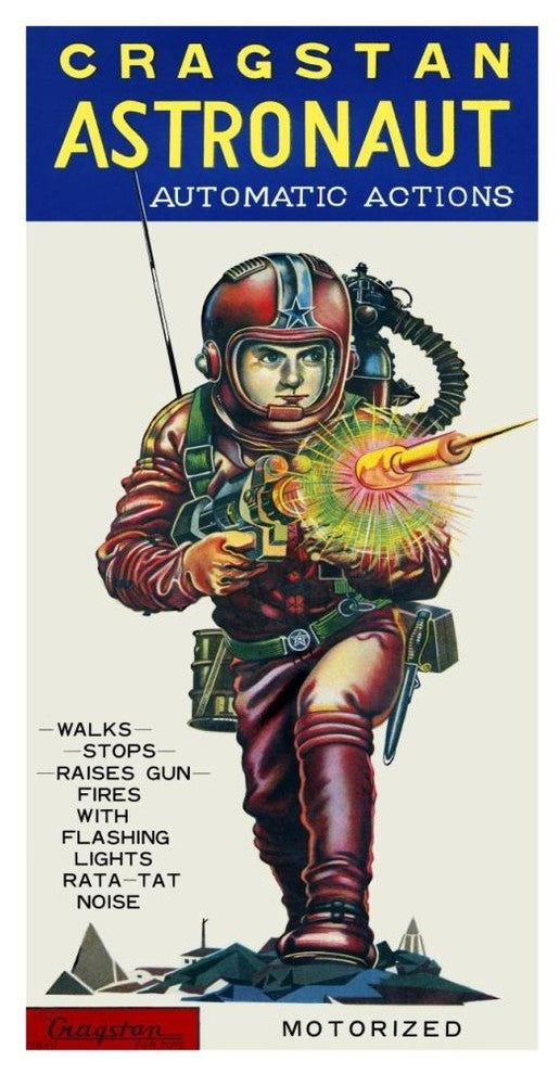 "Cragstan Astronaut Automatic Actions" Digital Paper Print by Retrobot, 24"x46"
