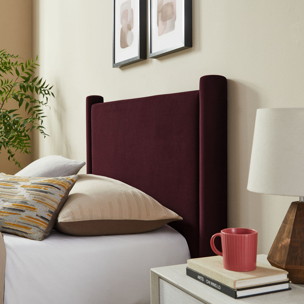 Rael Performance Velvet Twin Platform Bed, Mulberry