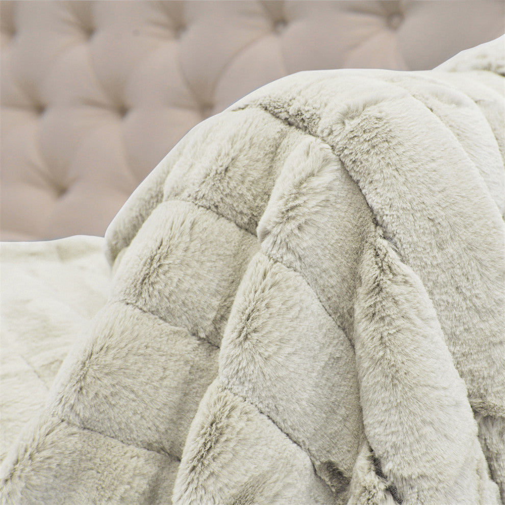 Super Mink Faux Fur Throw Blanket, Oatmeal, 60"x80"