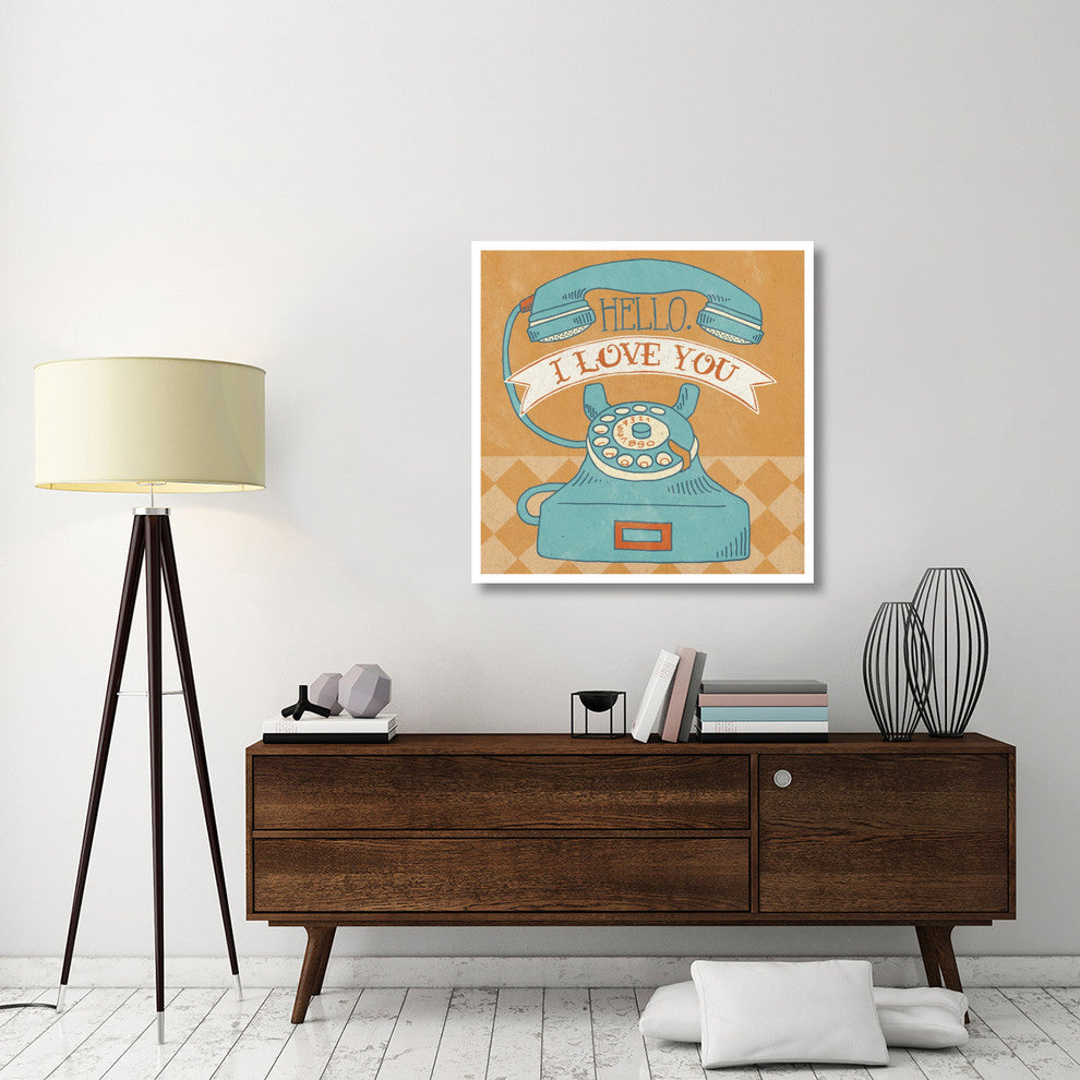 "Hello I Love You Orange" Digital Paper Print by Mary Urban, 38"x38"