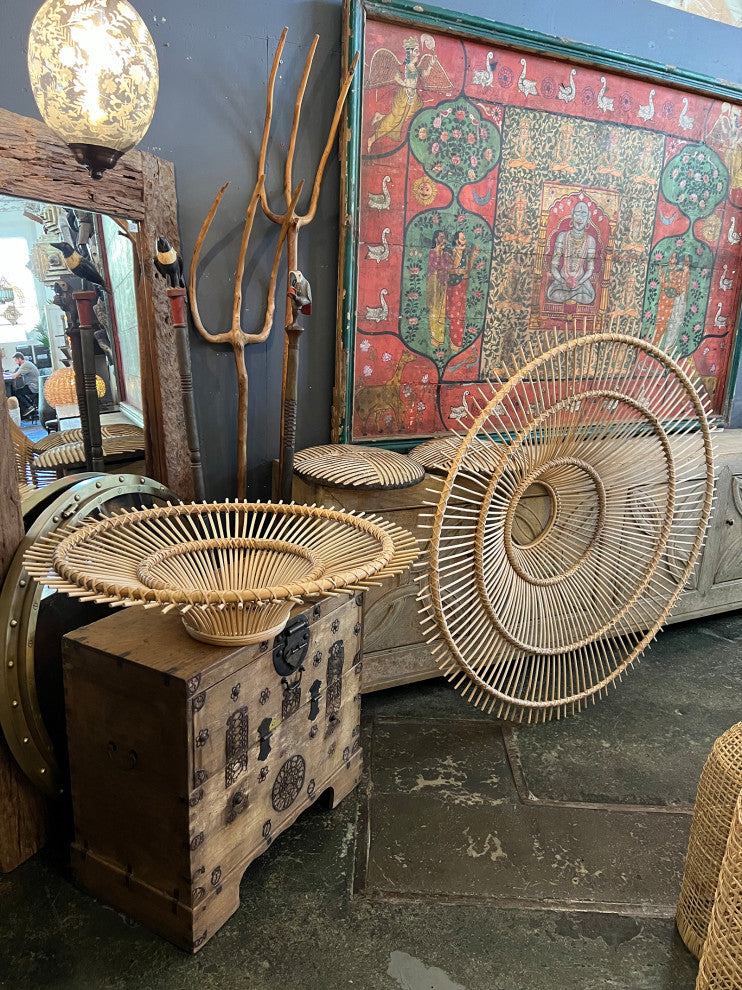 Rattan Sun Ray Pendant Small