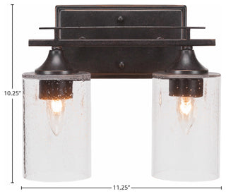 Uptowne 2-Light Bath Bar, Dark Granite/Clear Bubble