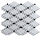Thassos White Marble Diamond Lattice Mosaic Tile White Marquina Black, 1 sheet