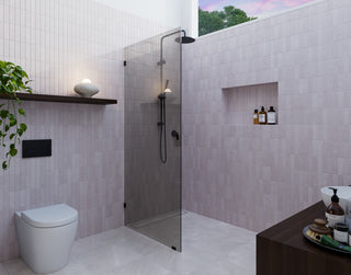 Ursa 30"x78" Frameless Single Glass Shower Panel, Gray Tint, Matte Black