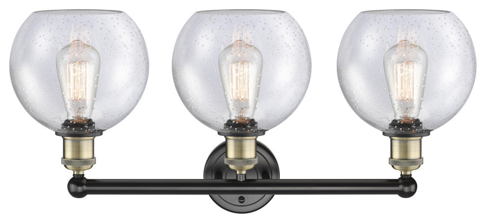 Athens 3-Light 26" Bath Vanity Light, Black Antique Brass, Seedy