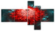 Fractal Red N Blue Flower, Floral Art Canvas Print, 60"x32", 5 panels