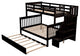 Gewnee Wood Twin-Over-Full Bunk Bed with Trundle and Stairway, Espresso