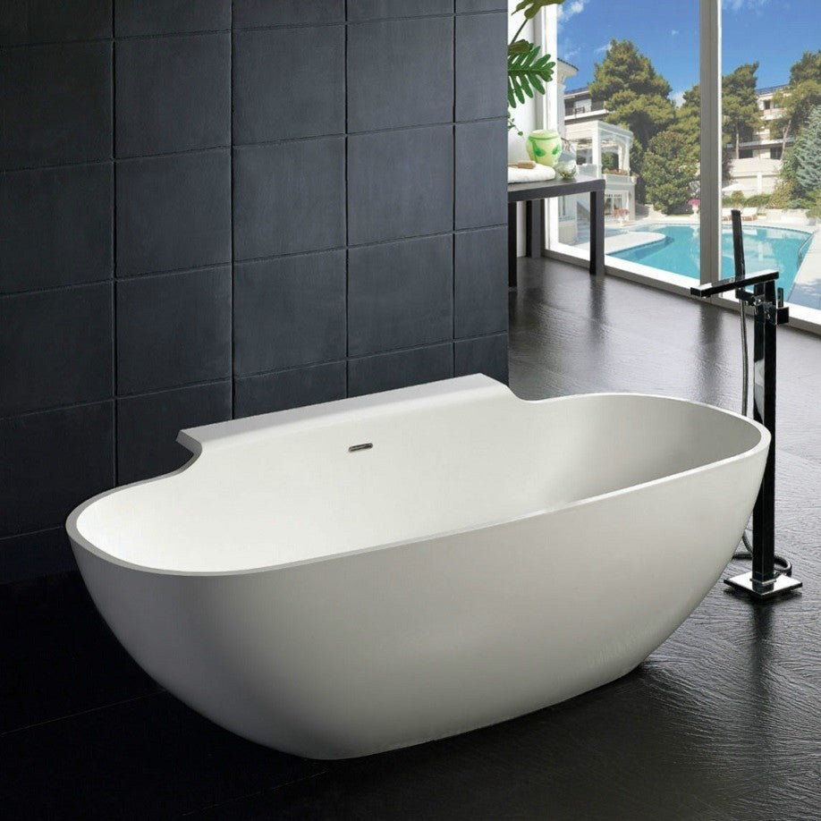 ADM Elipsed Freestanding Bathtub, Glossy White, 70.9"