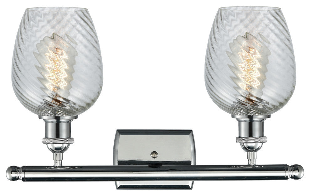 Salina 2-Light LED Bath Fixture, Polished Chrome, Glass: Clear Spiral Fluted