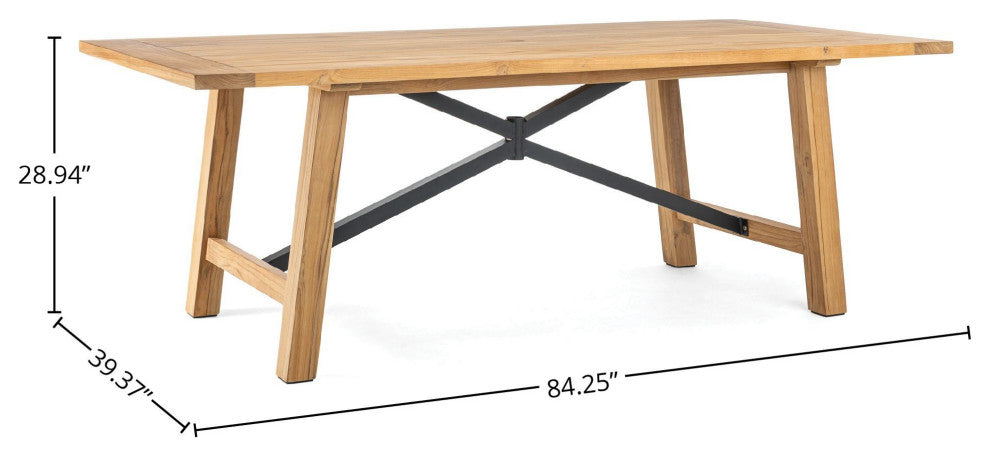 Truss 39" x 84" Rectangular Dining Table, Natural Teak