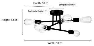 6 Light 16.75 in. Polished Nickel Semi-Flush