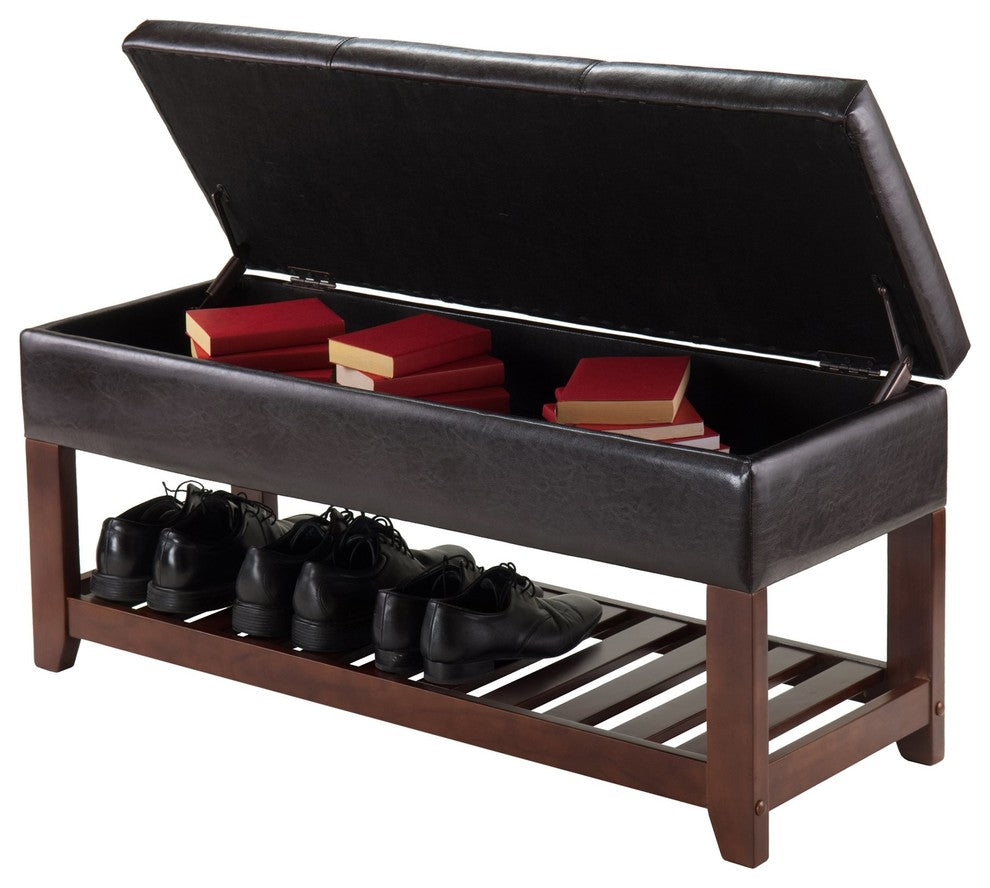 Monza Storage Chest Bench, Espresso & Walnut
