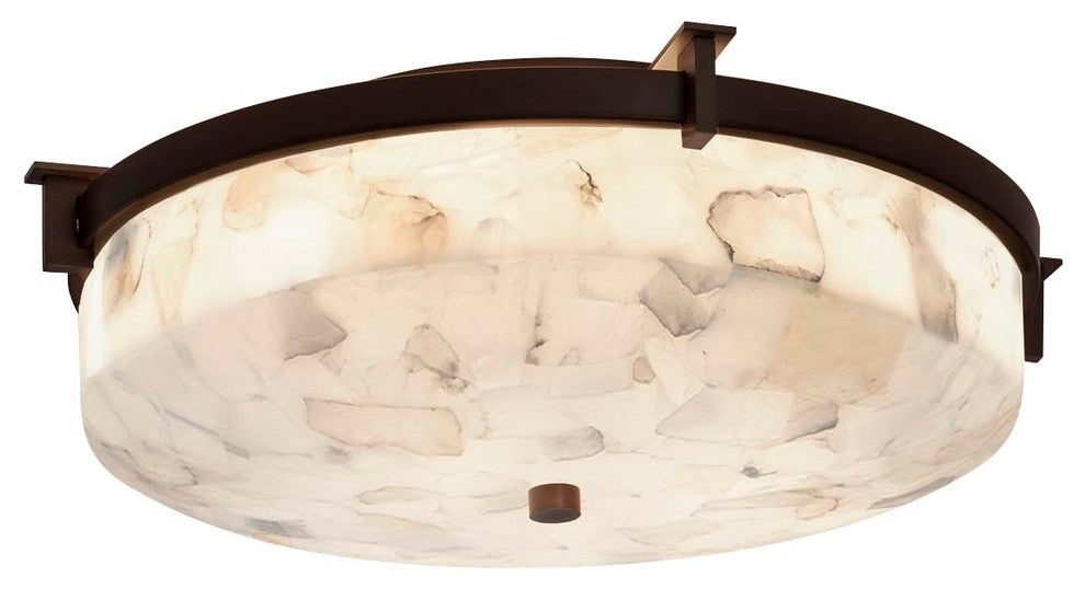 Alabaster Rocks! Era 14" Round Flush-Mount, Dark Bronze, LED