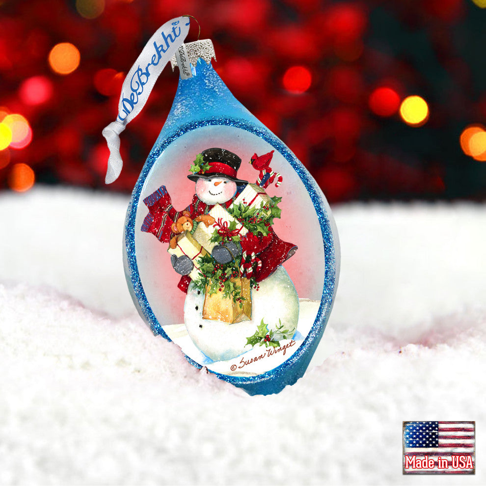 Gifty Snowman Glass Ornament