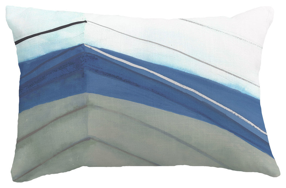 Boat Bow Left Geometric Print Throw Pillow With Linen Texture, Taupe, 14"x20"