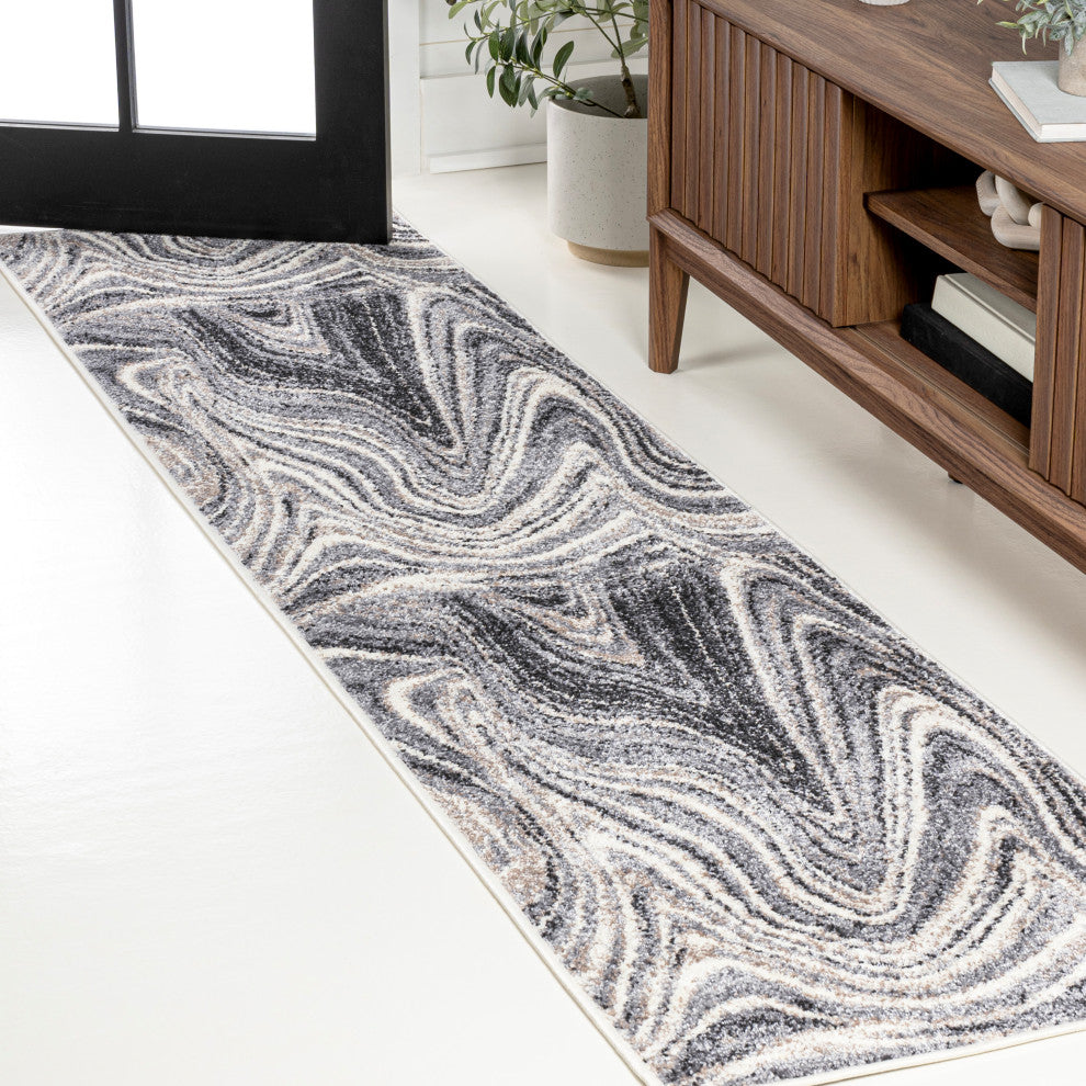 Eleni Contemporary Glam Abstract Marble Area Rug