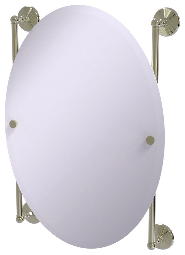 Monte Carlo Oval Frameless Rail Mounted Mirror, Polished Nickel