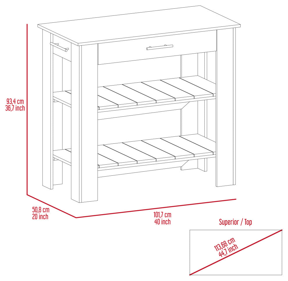 Delos 40Kitchen Island, Black / Light Oak