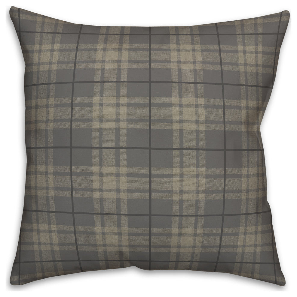 Dark Gray Plaid 18x18 Spun Poly Pillow