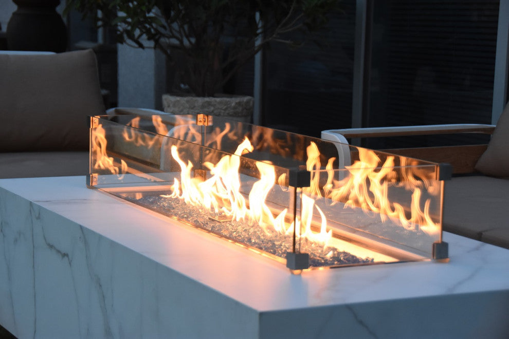 Elementi "œCarrara"? Marble Porcelain Fire Table- Natural Gas