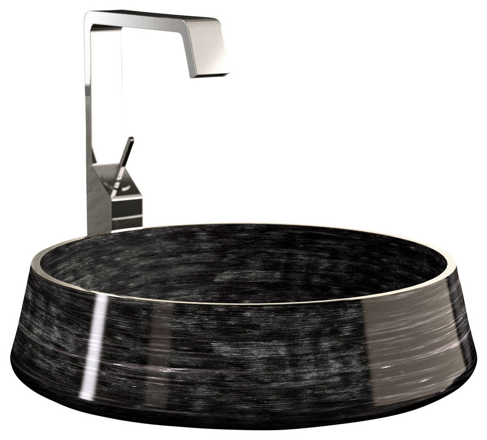 Alumix Exte Luxury Vessel Sink, Black and Silver